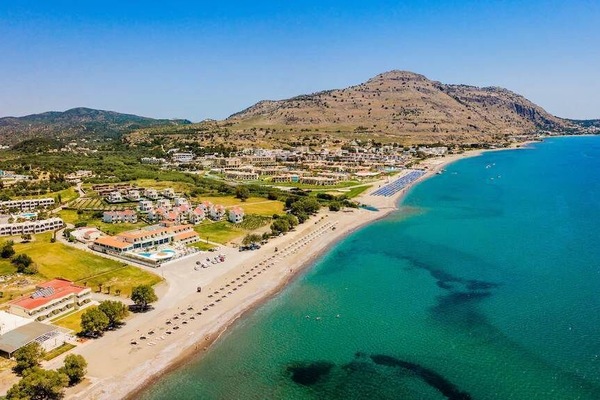 Paralia Lardos just steps from your door—swim anytime you like