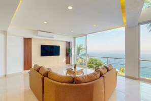 Living area - Oceanview Luxury Penthouse | Pool + Walk to Beach (Puerto Vallarta)