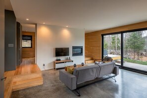 Smart TV y chimenea 