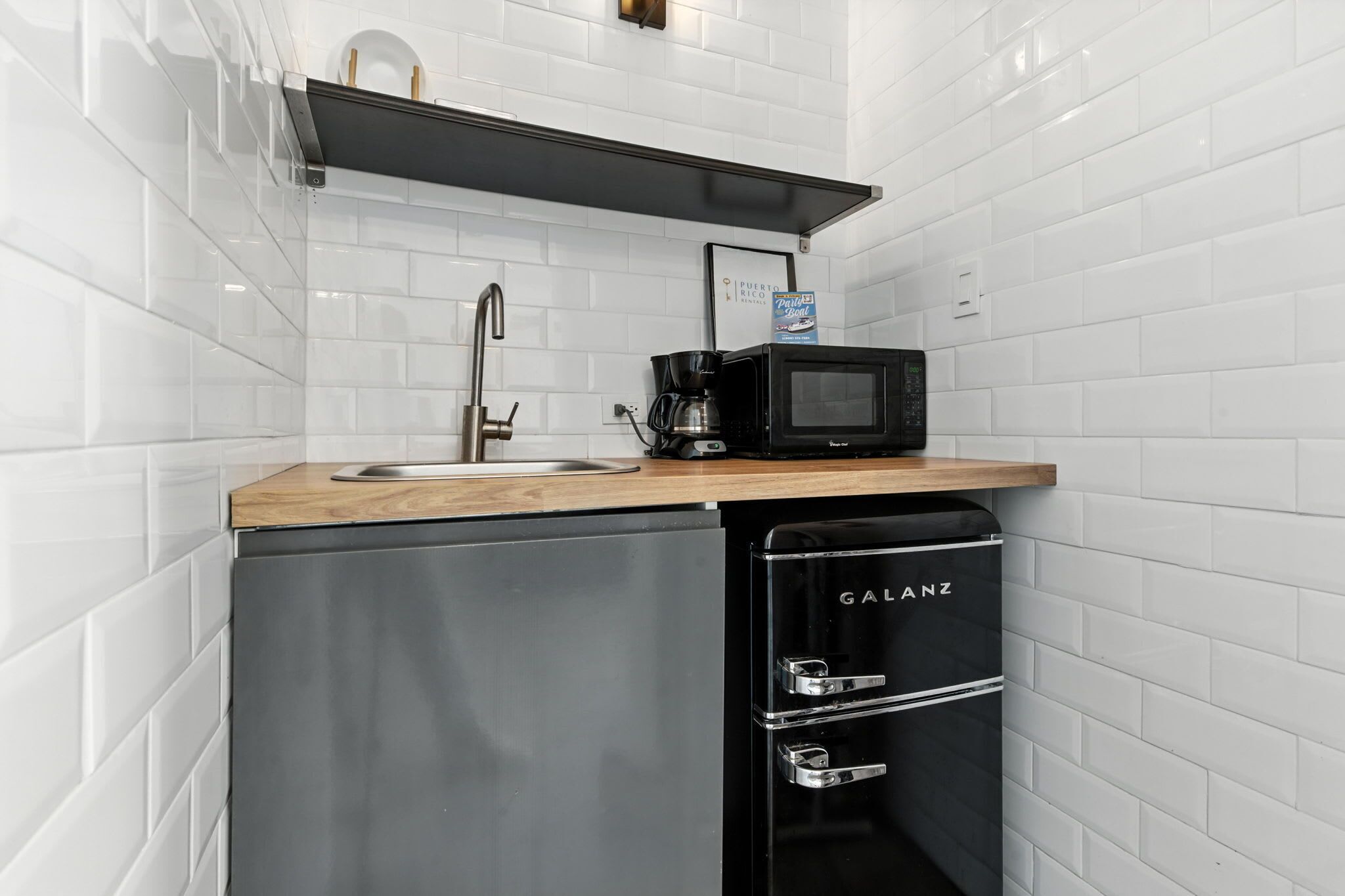 Microwave, stovetop, coffee/tea maker, toaster