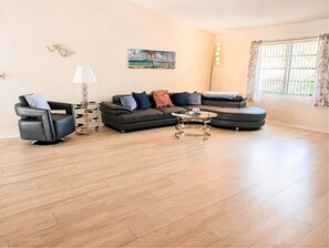 TV connectée, cheminée, livres