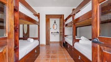 Desk, laptop workspace, free WiFi, bed sheets