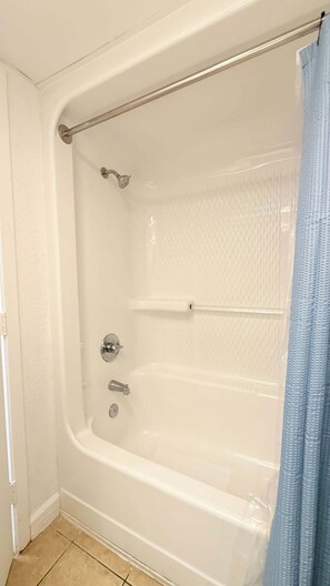 Shower, hair dryer - Sunrise & Waves Ocean Front Studio + Pool (Myrtle Beach)