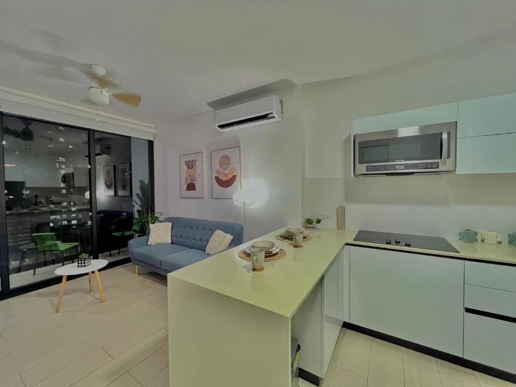 Premium Apartment, City View | Private kitchen | Full-sized fridge, microwave, oven, stovetop