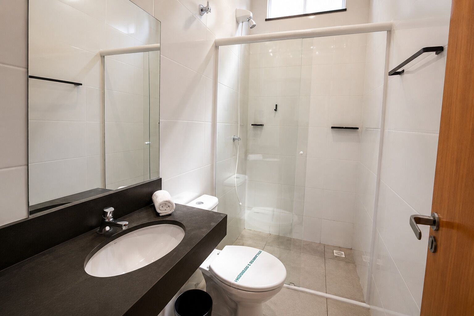 Shower, towels, soap, shampoo