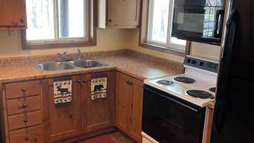 Frigorífico, microondas, horno y placa de cocina