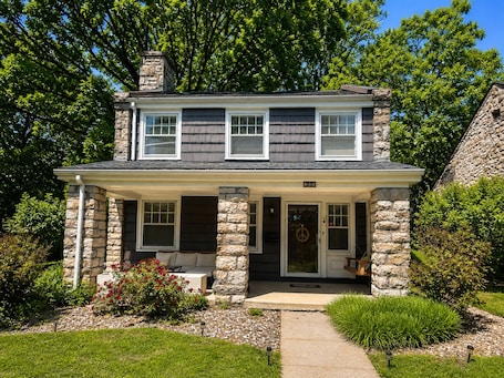 Exterior. Rare 1905 Kansas City Stone Home, Walk to Free Streetcar, Sleeps 6–8, Patio Fire