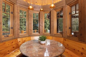 Dining - NEW LISTING! Luxury log home, nearby shuttle, hot tub, game tables, several sound systems, views!! (Breckenridge)
