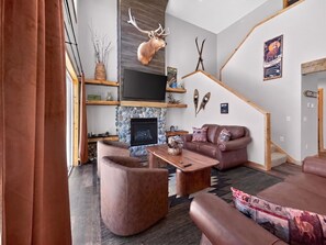TV, fireplace