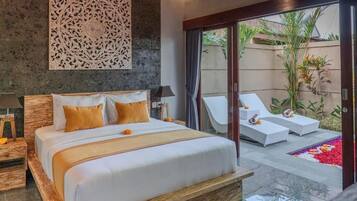 Villa, 1 chambre, piscine privée | Coffres-forts dans les chambres, rideaux occultants