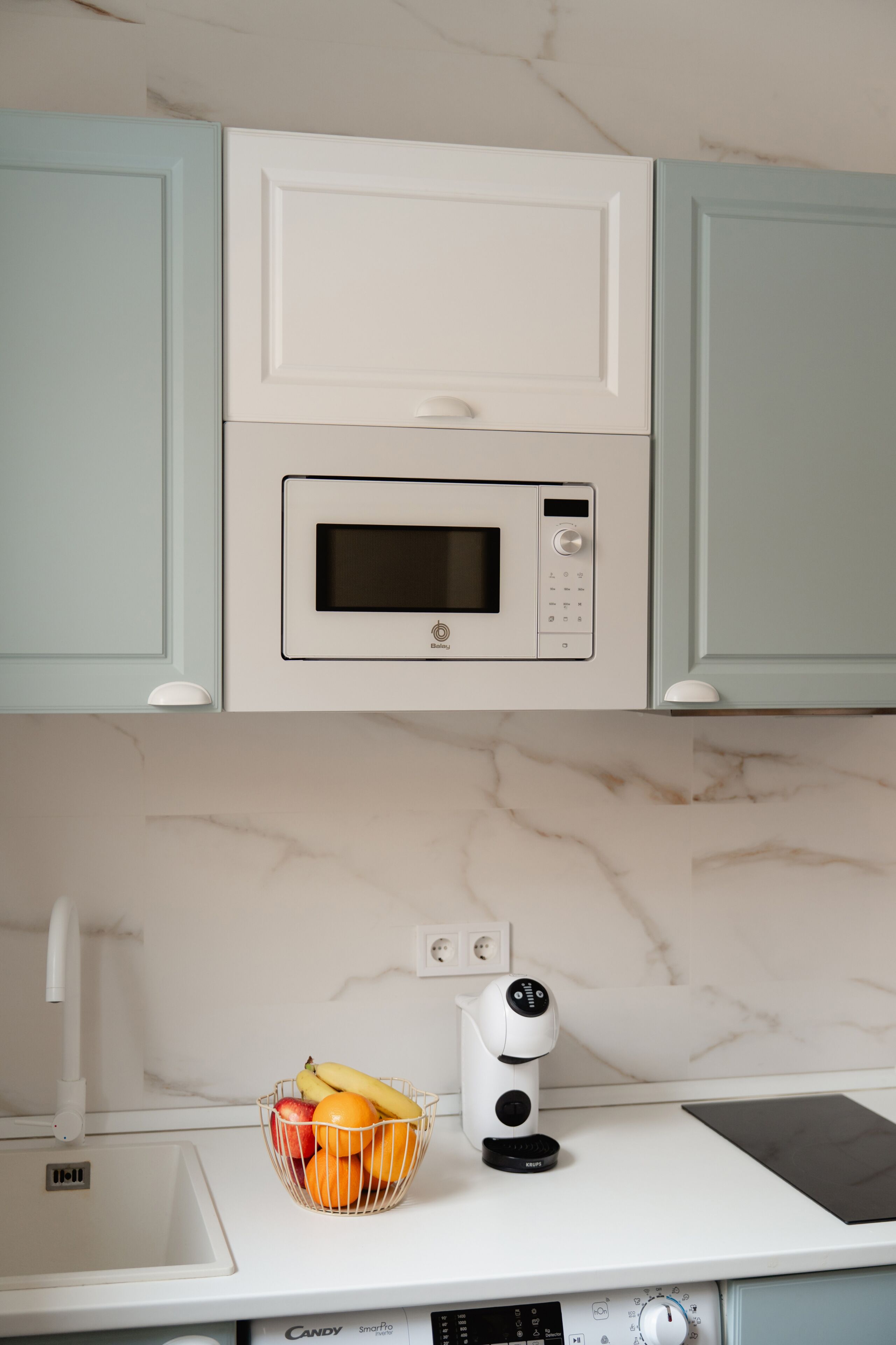Microwave, toaster, cookware/dishes/utensils
