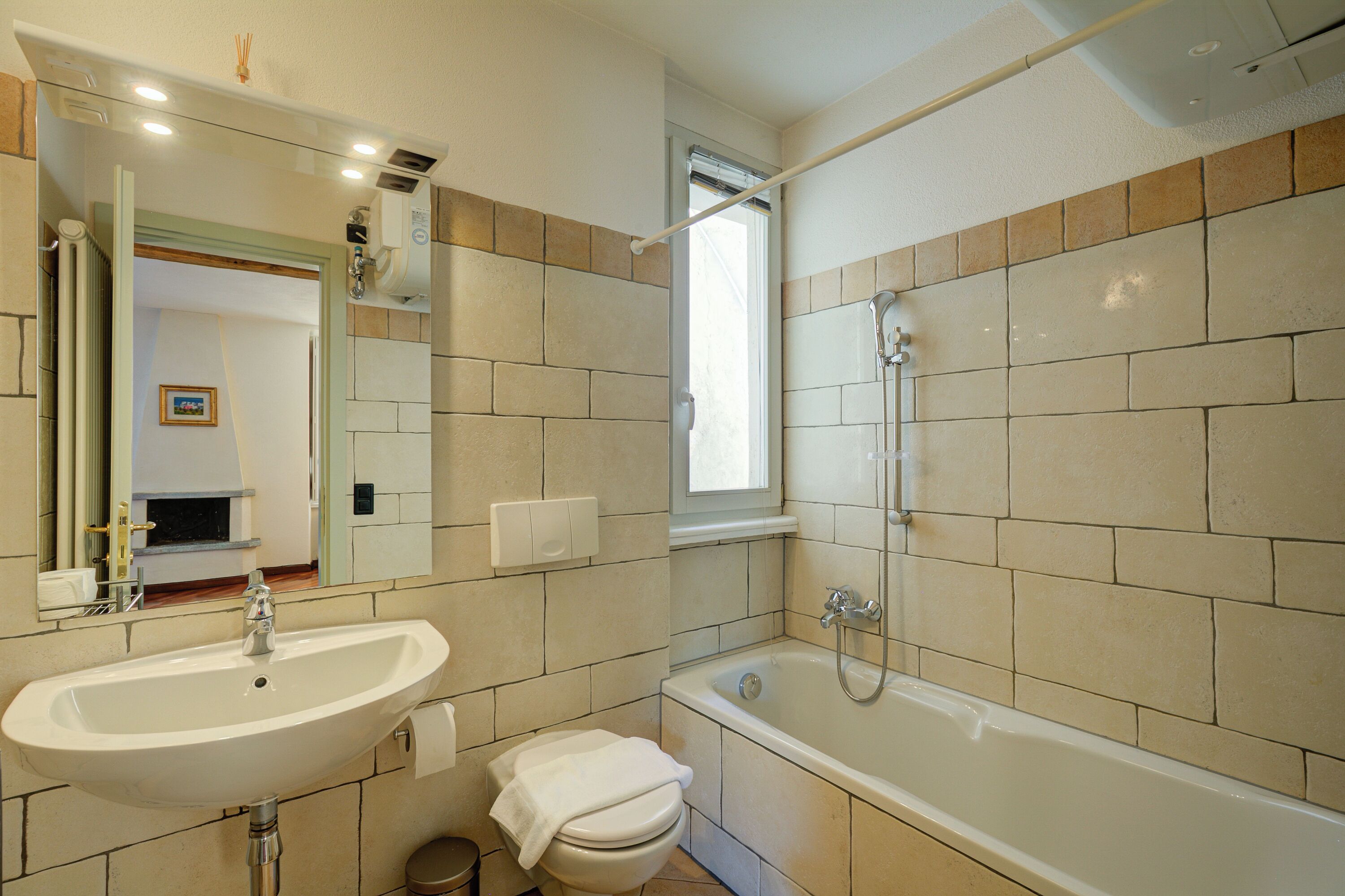 Hair dryer, bidet, towels