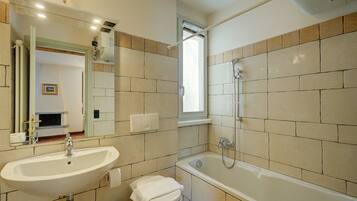 Hair dryer, bidet, towels