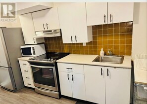 Microwave, stovetop, dishwasher, coffee/tea maker