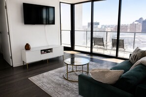 Living area - Downtown Winnipeg - 2BR High-Rise w/ Parking & Gym (Winnipeg)
