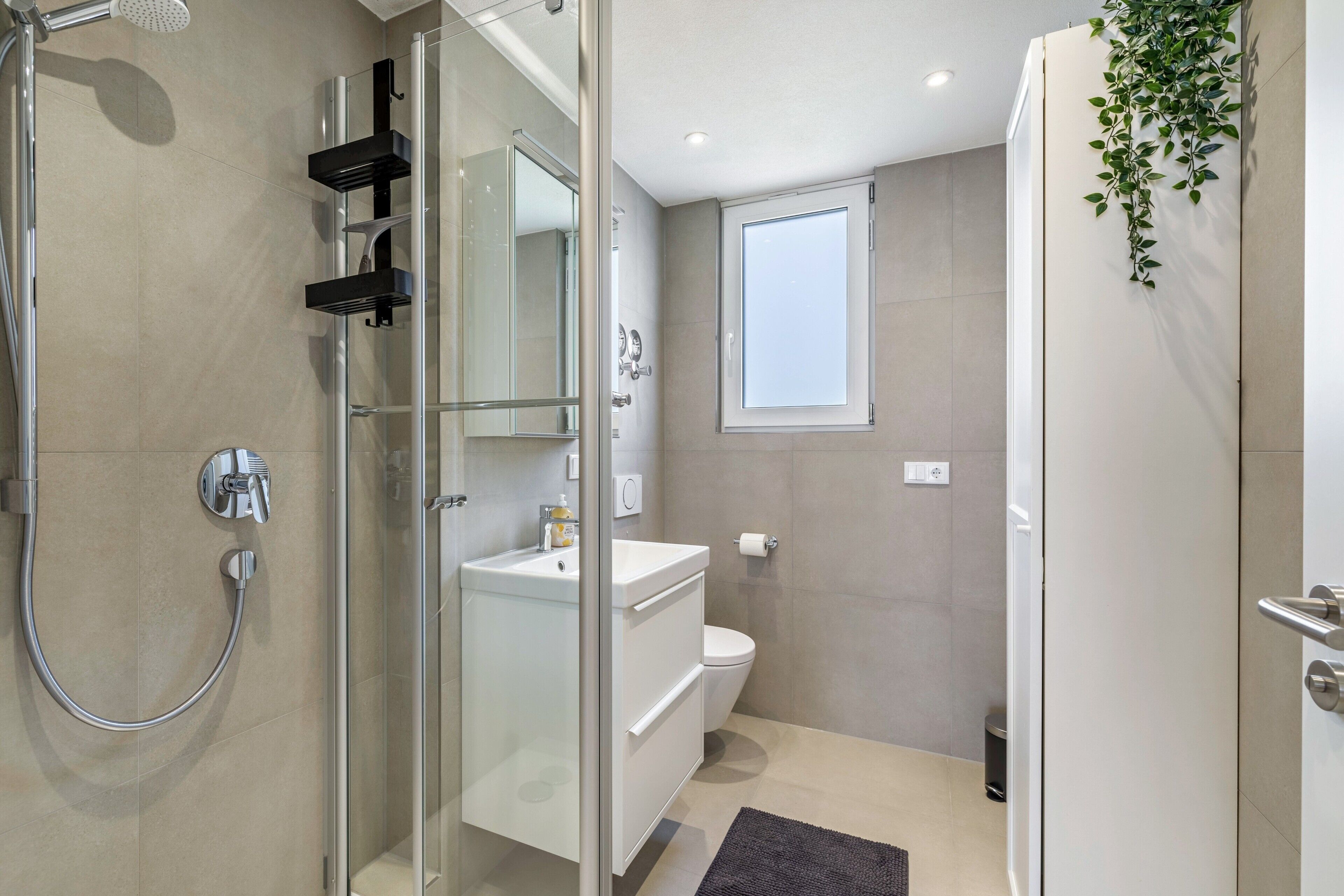 Een douche, een haardroger, handdoeken