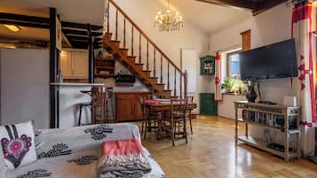 Apartment, Balcony, Mountain View | Living area | Smart TV