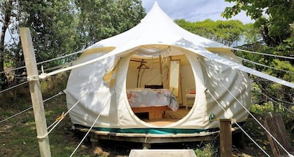 Sunny Vineyard-View Glamping with Outdoor Kitchen near Oneroa, Waiheke Island