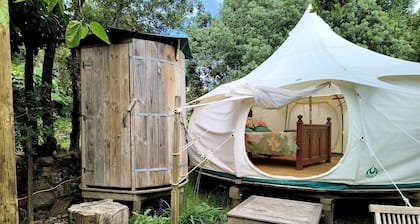 Tranquil Pondside Glamping with Outdoor Kitchen near Wildlife Haven in Waiheke Island, NZ