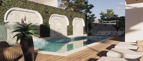 Una piscina al aire libre de temporada