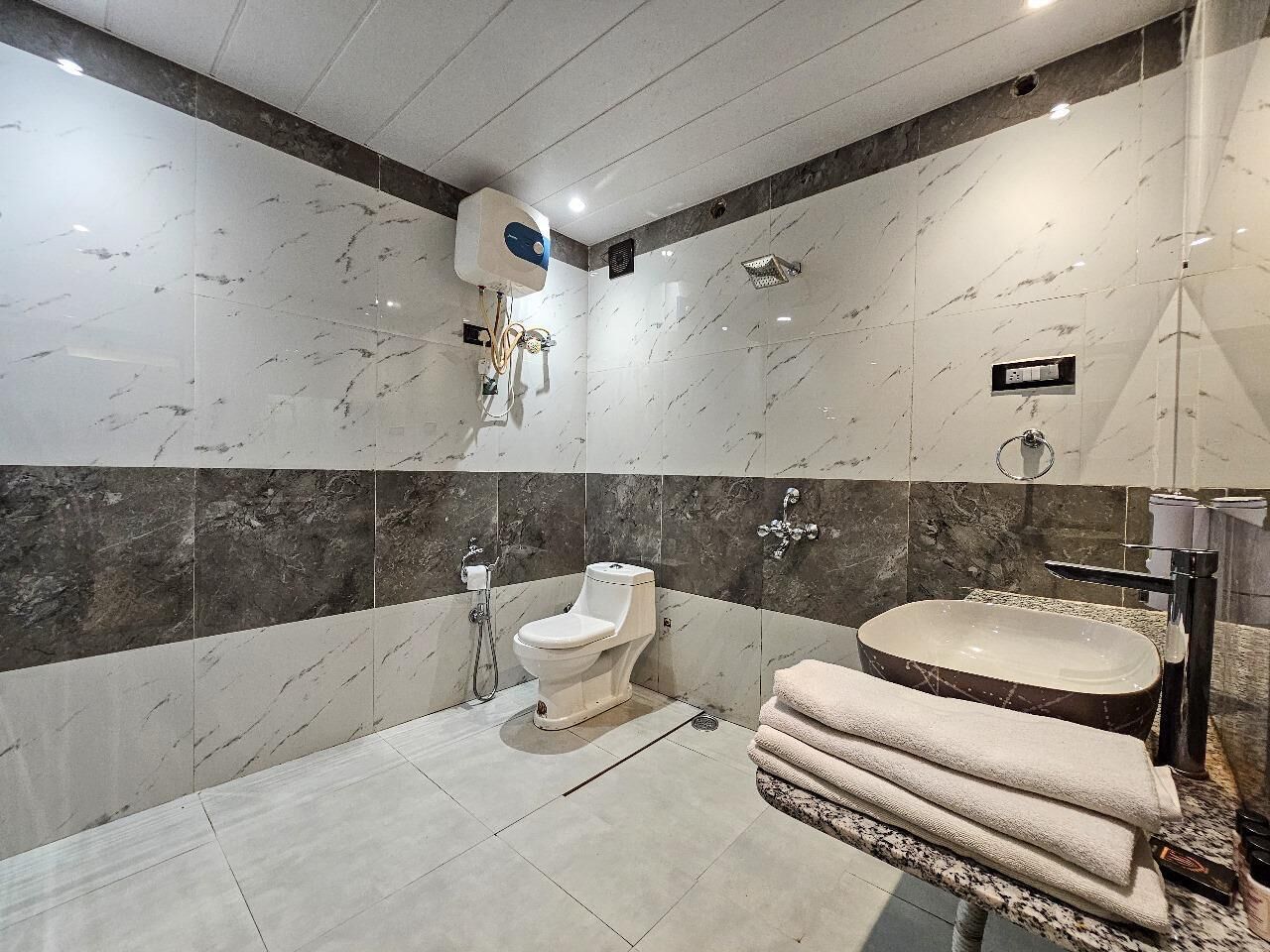 Slippers, towels, soap, shampoo