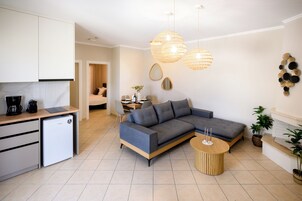 Deluxe Apartment | Living area | 40-inch LCD TV with cable channels