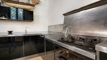 Fridge, stovetop, cookware/dishes/utensils