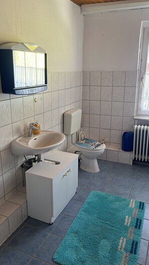 Douche, serviettes fournies, savon, papier toilette