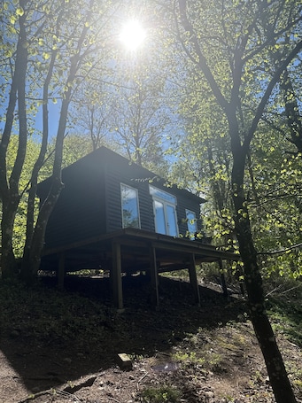 Exteriör. Coziest (note primitive) wooden cabin close to the sky mountain in the middle of the forest