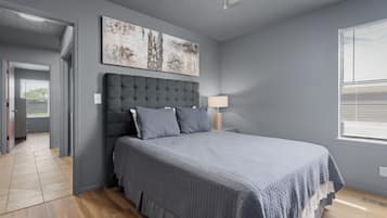 Iron/ironing board, travel crib, free WiFi, bed sheets