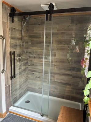 Shower, jetted bath, hair dryer, bidet