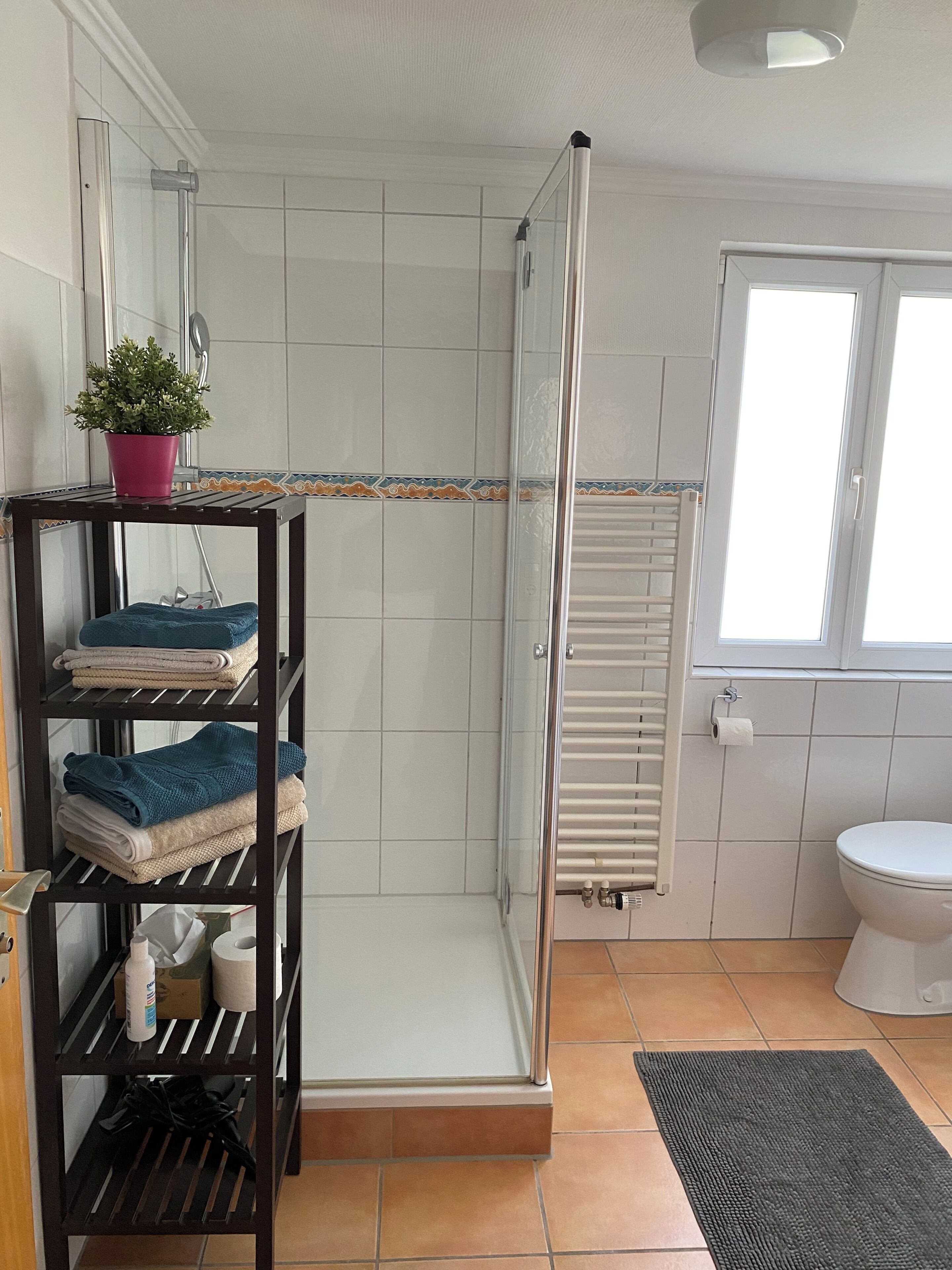 Sèche-cheveux, serviettes fournies, savon, papier toilette