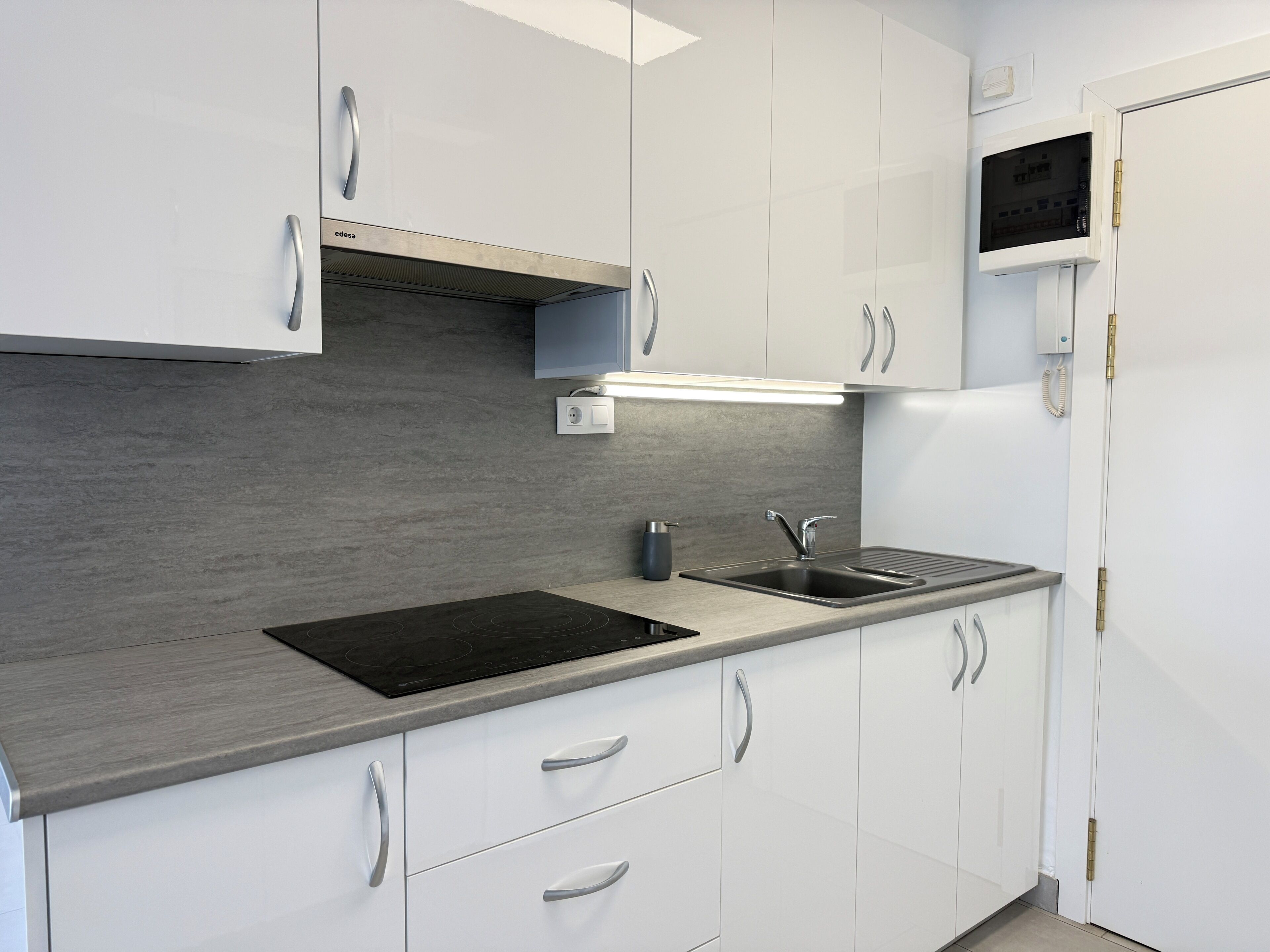 Fridge, microwave, coffee/tea maker, toaster