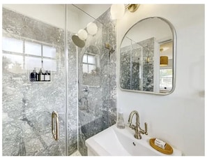 Shower, hair dryer, towels, soap - Coral Gables Charmer Your World Cup Home Base  3BR  Sleeps 6  Private Parking (West Miami)