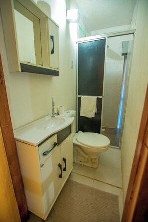 Dusche, Handtücher, Seife, Toilettenpapier