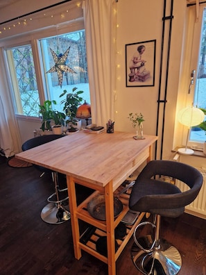 Apartment, 1 Bedroom, Patio | Dining room - Small Apartment With a Patio (Hässelby)