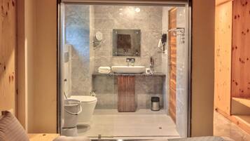 Premium Double Room, Balcony, Valley View | Bathroom | Shower, towels, soap, shampoo