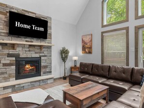 TV, fireplace - Sleeps 16 | Hot Tub, Arcade & Resort Amenities (Albrightsville)
