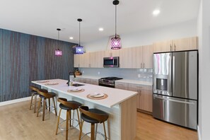 Fridge, microwave, oven, stovetop - Brand New Penthouse 3BR 1 Block to Beach EV charging Parking Beach Badges (Seaside Heights)