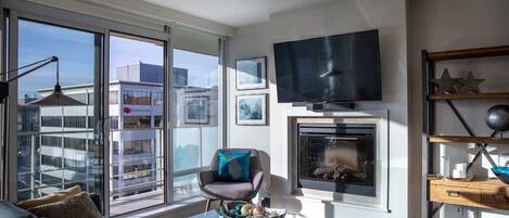TV, fireplace, offices