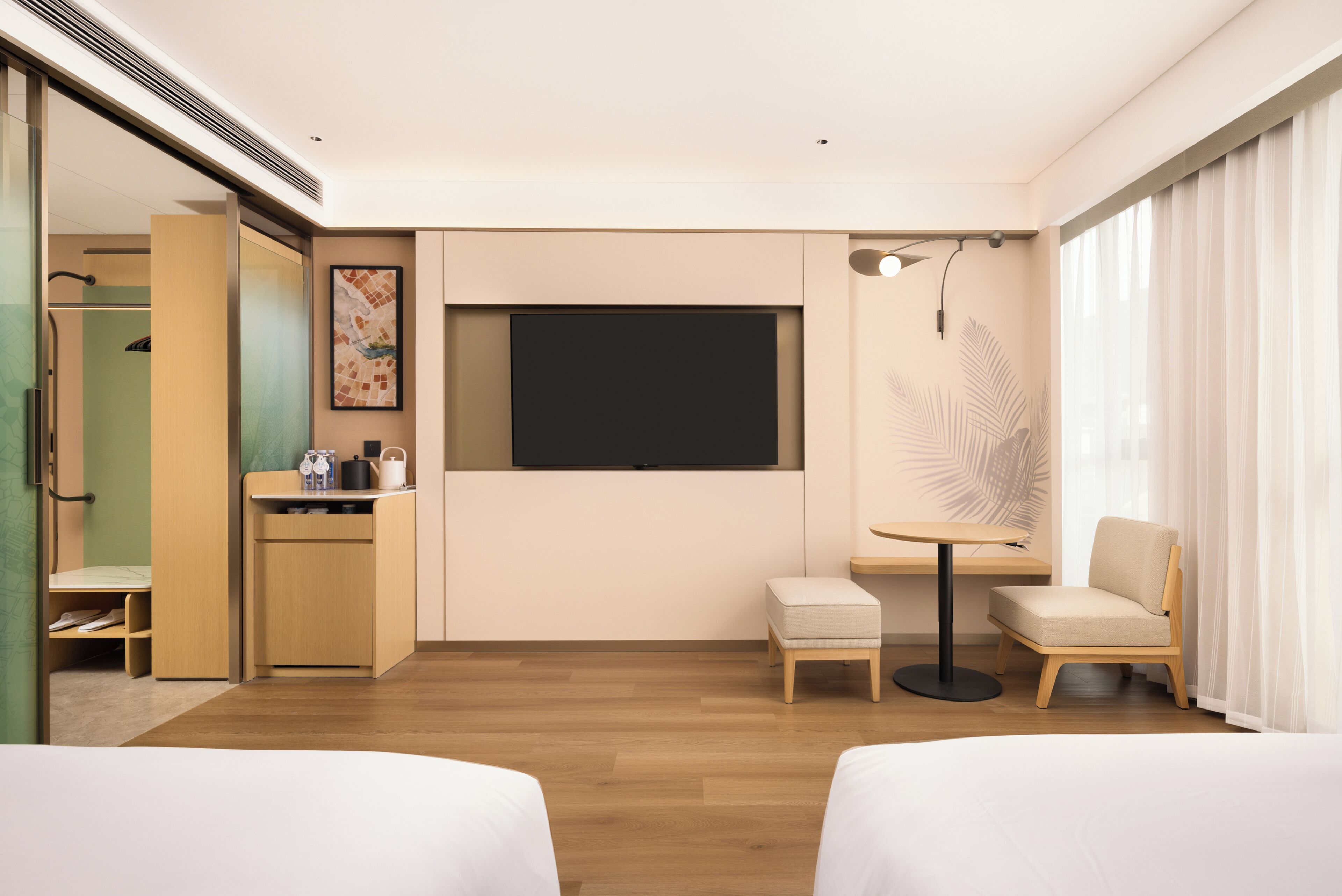 Habitación, 2 camas individuales | Espacio para trabajar con un portátil, cortinas opacas, cunas gratuitas