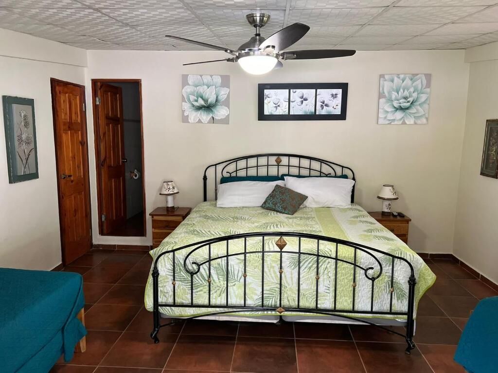 Blackout curtains, iron/ironing board