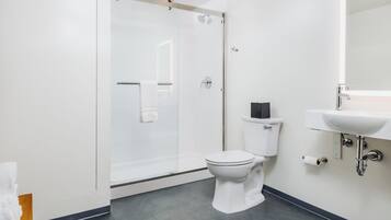Kahden hengen standard-huone, näköala puutarhaan | Kylpyhuone | Suihku, hiustenkuivaaja, pyyhkeet, saippua