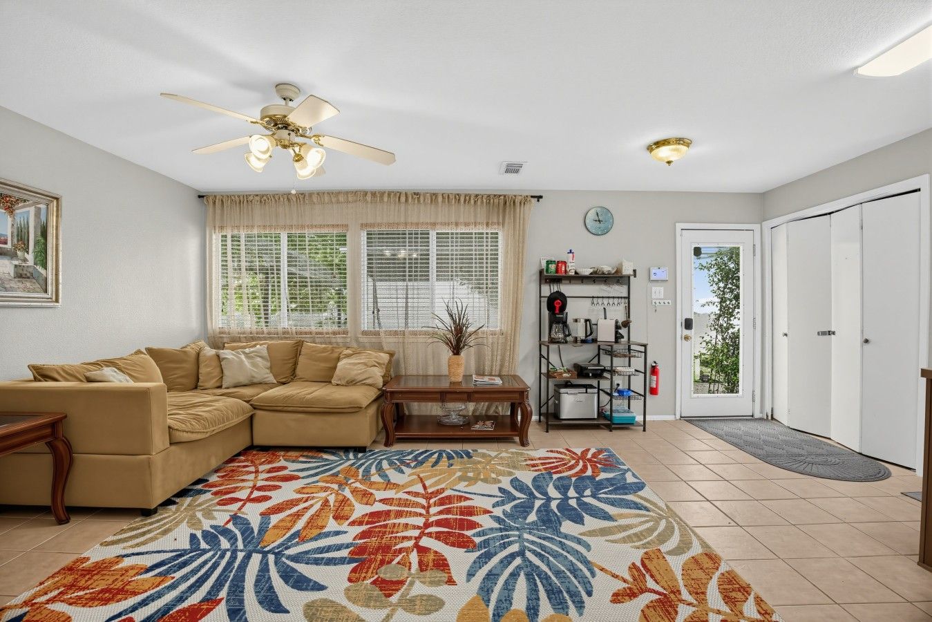 Living Room | Sectional Sofa | Coffee Station & Ceiling Fan