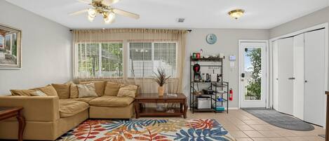 Living Room | Sectional Sofa | Coffee Station & Ceiling Fan