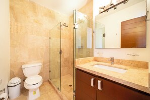 Standard Condo, Balcony, City View | Bathroom - 2 Br condo with Rooftop Pool - Doca 303 (Playa del Carmen)