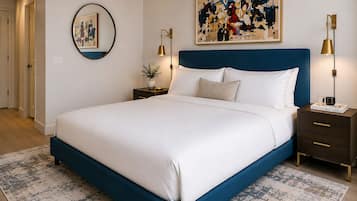 Departamento Deluxe, 1 cama King size y sofá cama, cocineta | Ropa de cama hipoalergénica, tabla de planchar con plancha y cunas
