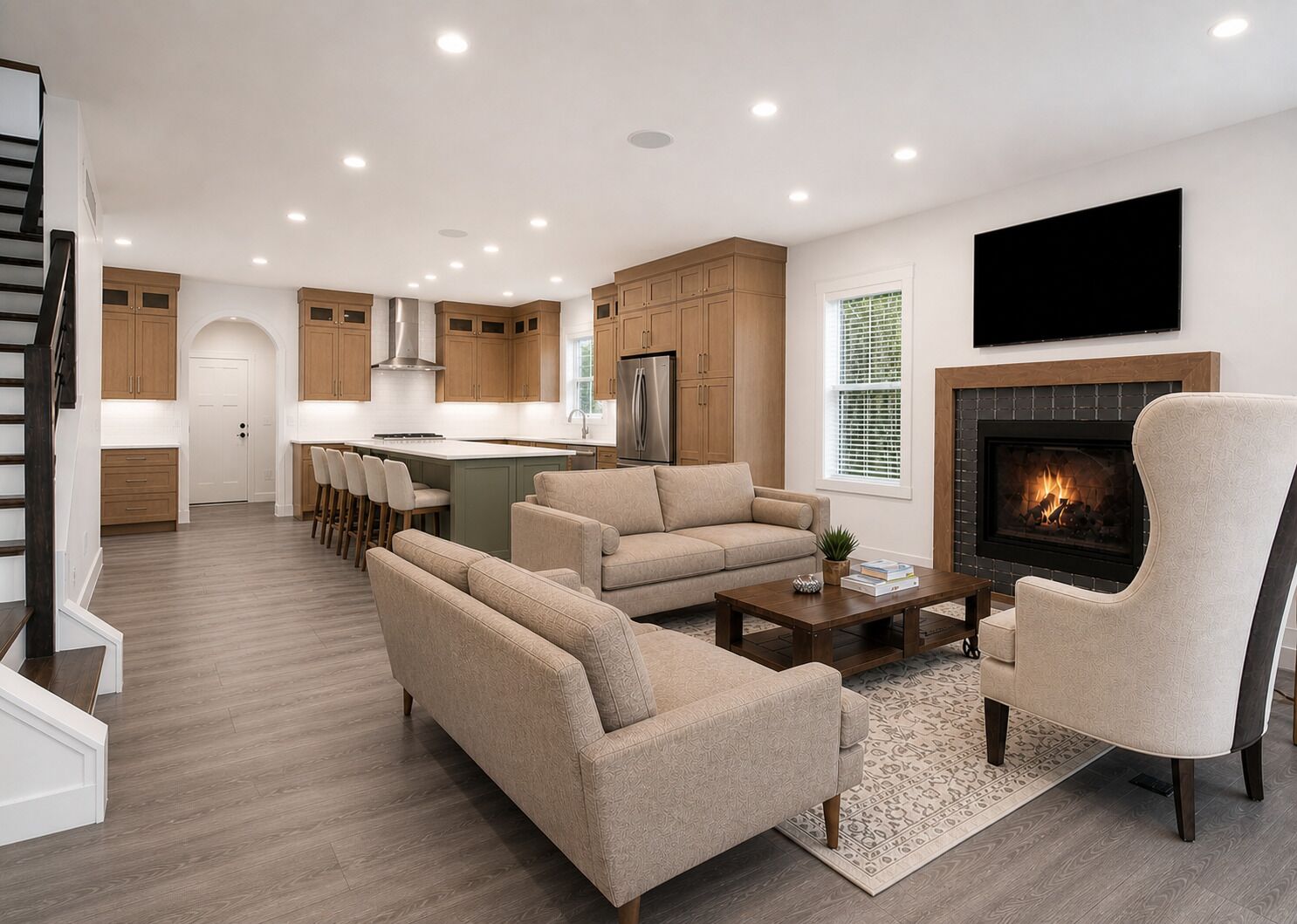 Smart TV, fireplace