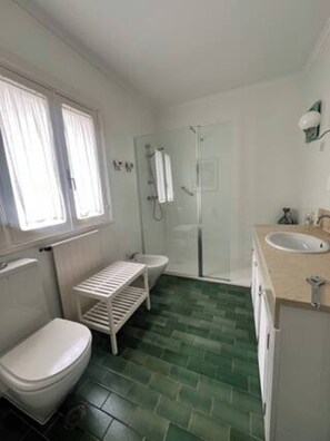 Suihku, hiustenkuivaaja, bidee, pyyhkeet