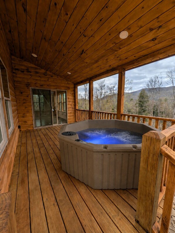 Terrace/patio - Secluded Adirondack Cabin w/ Hot Tub & Mountain Views 3BR (Wells)